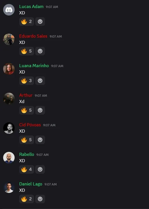 Mensagem de aluno no grupo