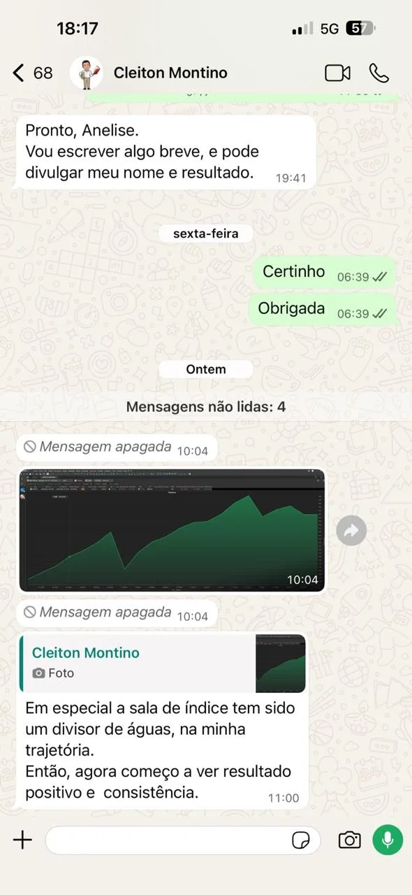 Mensagem de aluno no grupo