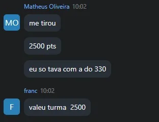 Mensagem de aluno no grupo