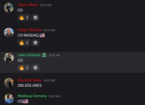 Mensagem de aluno no grupo