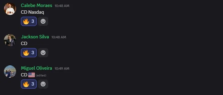 Mensagem de aluno no grupo